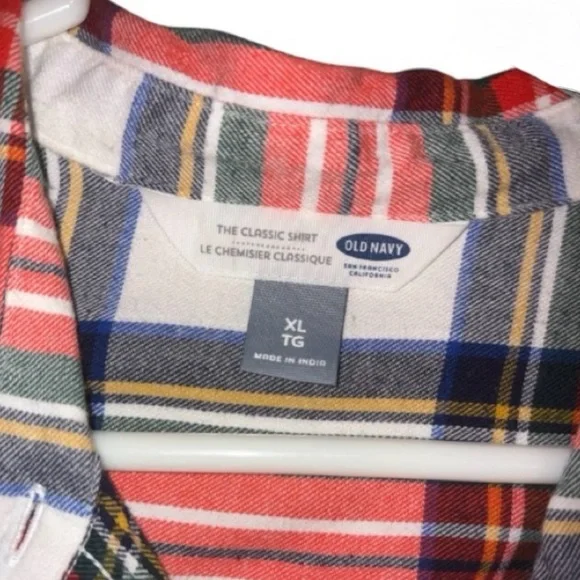 Old Navy Red and Blue Plaid Button Down Shirt - Picture 2 of 2